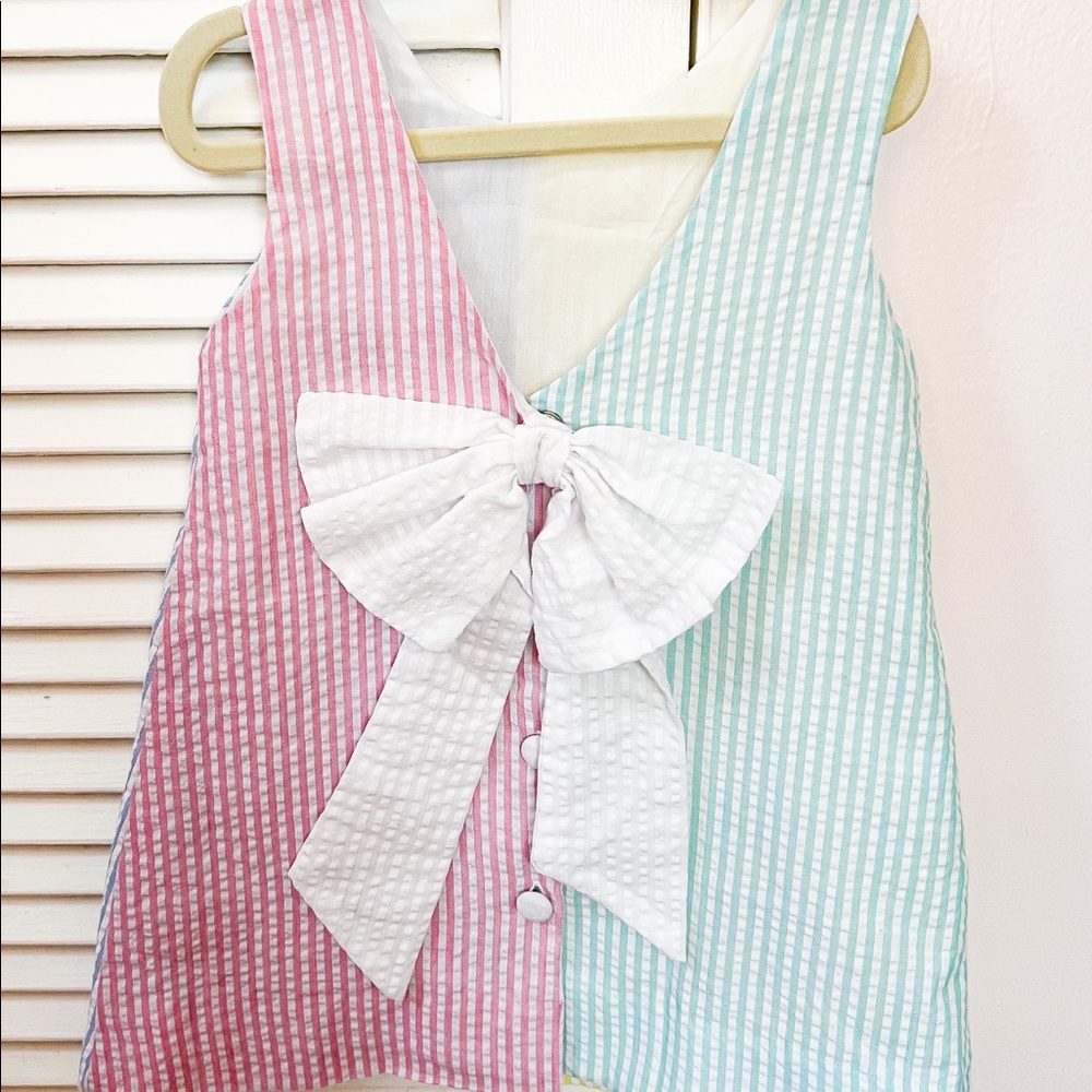 The Bella Bean Colorblock Seersucker Dress - 3T